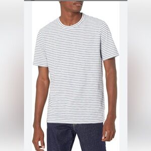 Theory Men's Precise Tee Crew Neck with Short Sleeve Blue White Stripe Medium